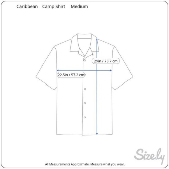 Caribbean Men Hawaiian camp shirt pit to pit 22.5 M aloha luau tropical silk - Picture 2 of 8